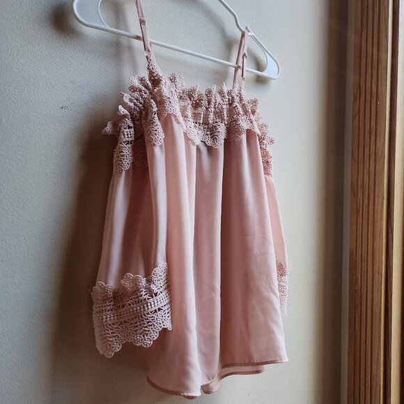 BCX Pale Pink Lace Off The Shoulder Blouse With Straps Size Small - Picture 14 of 16
